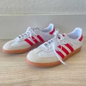 New In Box Adidas Samba Red White Size 9 Women’s